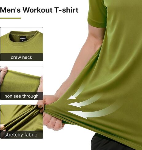 Men's Athletic Shirt 5 Pack, Quick Dry Moisture-Wicking Workout Gym T-Shirts for Fitness Running Activewear in Saudi Arabia