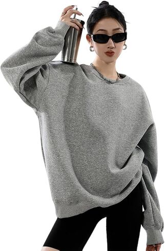 سويت شيرت نسائي كبير الحجم بأكمام طويلة على الموضة، ملابس، لبلوزات هوديس، Sudaderas para mujer en oferta in Kuwait