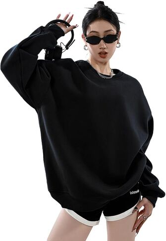 سويت شيرت نسائي كبير الحجم بأكمام طويلة على الموضة، ملابس، لبلوزات هوديس، Sudaderas para mujer en oferta in Kuwait