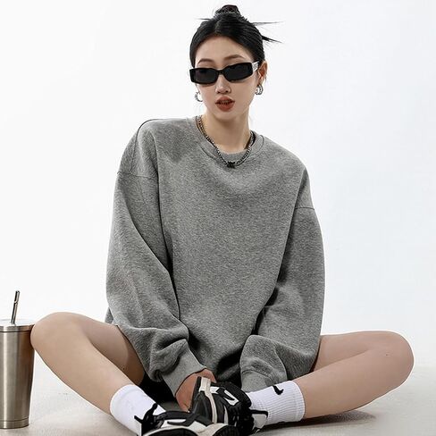 سويت شيرت نسائي كبير الحجم بأكمام طويلة على الموضة، ملابس، لبلوزات هوديس، Sudaderas para mujer en oferta in Kuwait