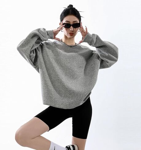 سويت شيرت نسائي كبير الحجم بأكمام طويلة على الموضة، ملابس، لبلوزات هوديس، Sudaderas para mujer en oferta in Kuwait
