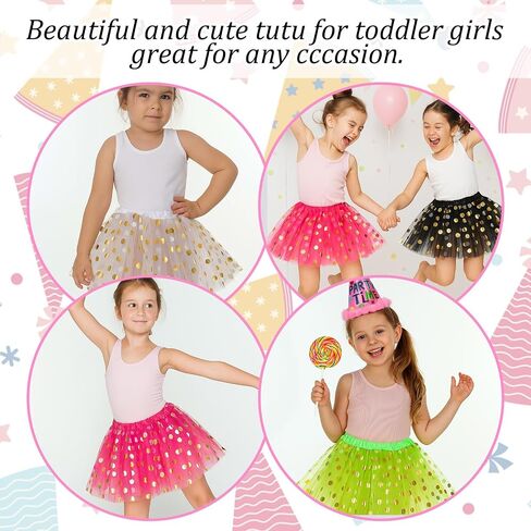 8 Pcs Tutu Skirts for Women, Large Polka Dot Gold Foil Tulle Skirts for Girls Ballet Dance Dress Up Costume Birthday Party Favor Ages 3-8 in Saudi Arabia