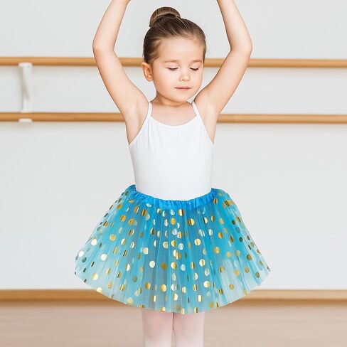 8 Pcs Tutu Skirts for Women, Large Polka Dot Gold Foil Tulle Skirts for Girls Ballet Dance Dress Up Costume Birthday Party Favor Ages 3-8 in Saudi Arabia