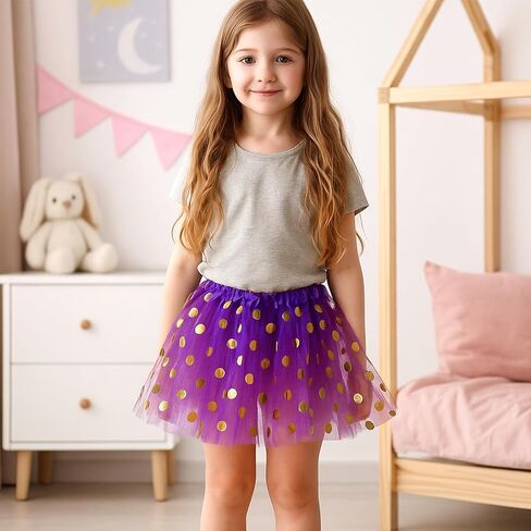 8 Pcs Tutu Skirts for Women, Large Polka Dot Gold Foil Tulle Skirts for Girls Ballet Dance Dress Up Costume Birthday Party Favor Ages 3-8 in Saudi Arabia