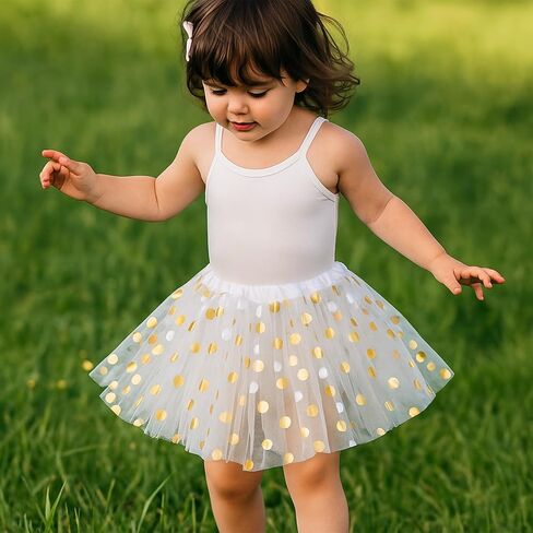 8 Pcs Tutu Skirts for Women, Large Polka Dot Gold Foil Tulle Skirts for Girls Ballet Dance Dress Up Costume Birthday Party Favor Ages 3-8 in Saudi Arabia