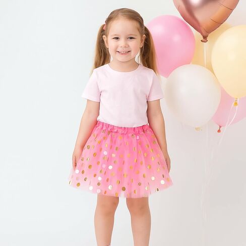 8 Pcs Tutu Skirts for Women, Large Polka Dot Gold Foil Tulle Skirts for Girls Ballet Dance Dress Up Costume Birthday Party Favor Ages 3-8 in Saudi Arabia