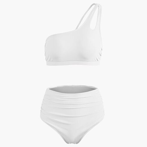 Women's Bikini Swimsuits Two Piece Bathing Suit with One Shoulder Top and High Waisted Tummy Control Bikini Bottom in Saudi Arabia