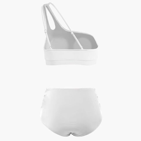Women's Bikini Swimsuits Two Piece Bathing Suit with One Shoulder Top and High Waisted Tummy Control Bikini Bottom in Saudi Arabia