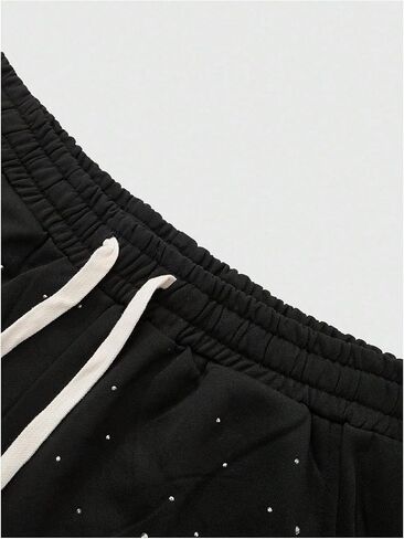 SOLY HUX Men's Baggy Sweatpants Y2k Sparkly Rhinestone Drawstring Elastic Waist Wide Leg Loose Pants Streetwear in Saudi Arabia