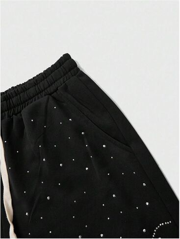 SOLY HUX Men's Baggy Sweatpants Y2k Sparkly Rhinestone Drawstring Elastic Waist Wide Leg Loose Pants Streetwear in Saudi Arabia