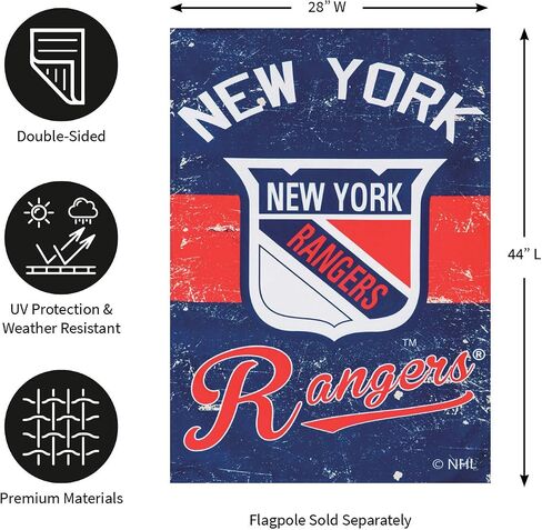 علم فريق أمريكا نيويورك رينجرز NHL Vintage Linen House - 28 بوصة عرض × 44 بوصة ارتفاع داخلي وخارجي علم ديكور مزدوج الجوانب لمحبي الهوكي in Saudi Arabia