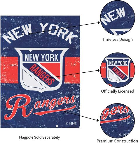 علم فريق أمريكا نيويورك رينجرز NHL Vintage Linen House - 28 بوصة عرض × 44 بوصة ارتفاع داخلي وخارجي علم ديكور مزدوج الجوانب لمحبي الهوكي in Saudi Arabia