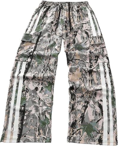 Men's Striped Camo Sweatpants Straight Leg Drawstring Waist Cargo Pants Vintage Casual Trousers in Saudi Arabia