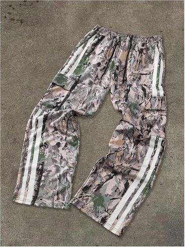 Men's Striped Camo Sweatpants Straight Leg Drawstring Waist Cargo Pants Vintage Casual Trousers in Saudi Arabia