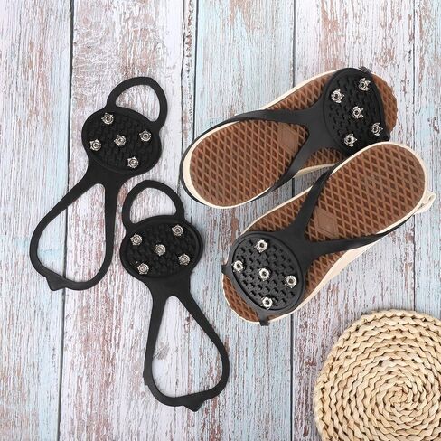 2 Pairs Snow Cleats, Non-S Crampons Ice Cleats Gripper Spikes Gear Essentials Accessories for Hiking Boots Ice & Snow Shoes in Saudi Arabia