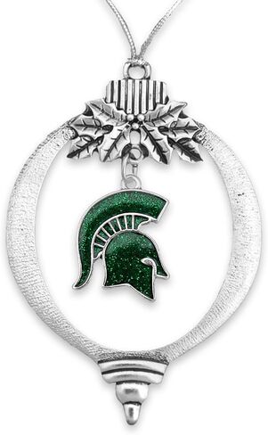 ولاية ميشيغان سبارتانز بريق لمبة سحرية الشكل فضية معدنية هدية عيد الميلاد زخرفة شجرة الديكور MSU in Saudi Arabia