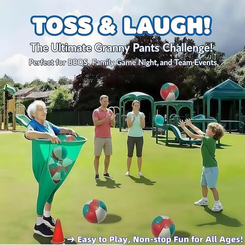 Giant Granny Pants Toss Game Set - Outdoor Yard Game with 6 Bouncy Balls & Pump | Hilarious Party, Team Building & Family Fun for Adults & Kids in Saudi Arabia