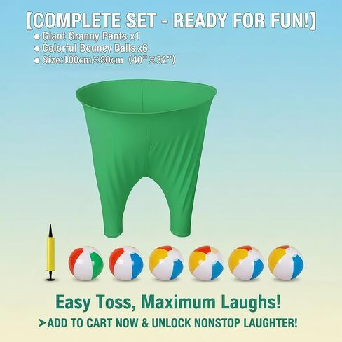 Giant Granny Pants Toss Game Set - Outdoor Yard Game with 6 Bouncy Balls & Pump | Hilarious Party, Team Building & Family Fun for Adults & Kids in Saudi Arabia