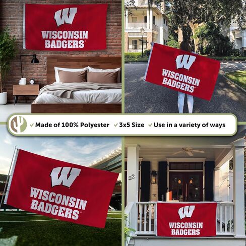 Desert Cactus University of Wisconsin UW Flag - 3 x 5 Feet Badgers Banner, Indoor/Outdoor Durable Fabric, 100% Polyester Design (Style 5) in Saudi Arabia