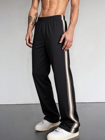 Men's Athletic-Sweatpants Open Bottom Loose Fit Straight Track Pants Joggers with Pocket in Saudi Arabia