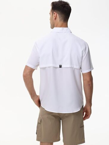 Men's Lightweight UPF 50+ Sun Protection Fishing Hiking Shirts Short Sleeve Button Down Shirt with Zipper Pockets in Saudi Arabia