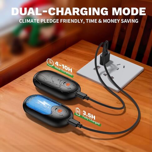 تدفئة اليد القابلة لإعادة الشحن، 2 حزمة، تدفئة اليد الجيبية مع التحكم بالذكاء الاصطناعي، إعداد 3 درجات حرارة، حرارة آمنة 2x10 ساعات، تدفئة اليد الكهربائية تناسب قفازات للتزلج، صيد الأسماك، الصيد، هدايا عيد الميلاد للنساء in Kuwait