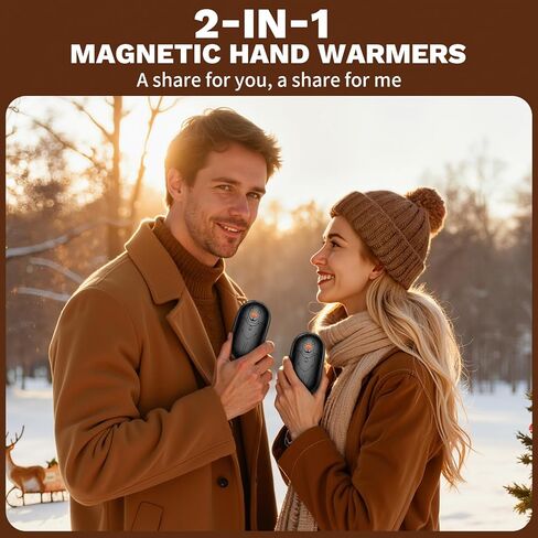 تدفئة اليد القابلة لإعادة الشحن، 2 حزمة، تدفئة اليد الجيبية مع التحكم بالذكاء الاصطناعي، إعداد 3 درجات حرارة، حرارة آمنة 2x10 ساعات، تدفئة اليد الكهربائية تناسب قفازات للتزلج، صيد الأسماك، الصيد، هدايا عيد الميلاد للنساء in Kuwait