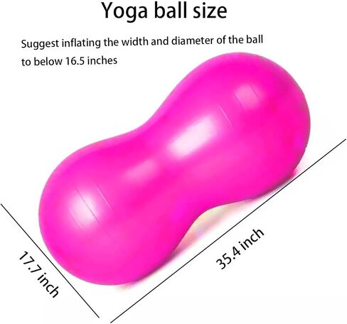 Yoga Ball, Exercise Pilates Peanut Ball, Fitness Balance Balls with Inflation Pump, Muscle Training,Birthing, Used in Hotels, Home, Yoga Studios/Pink in Saudi Arabia
