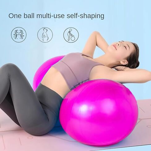 Yoga Ball, Exercise Pilates Peanut Ball, Fitness Balance Balls with Inflation Pump, Muscle Training,Birthing, Used in Hotels, Home, Yoga Studios/Pink in Saudi Arabia