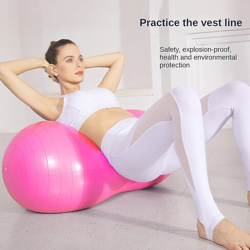 Yoga Ball, Exercise Pilates Peanut Ball, Fitness Balance Balls with Inflation Pump, Muscle Training,Birthing, Used in Hotels, Home, Yoga Studios/Pink in Saudi Arabia