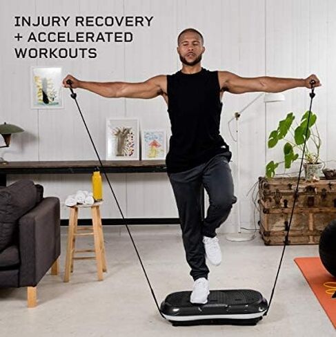 LifePro Vibration Plate Exercise Machine - Whole Body Workout Vibration Fitness Platform w/ Loop Bands - Home Training Equipment for Weight Loss & Toning (Black) (Renewed) in Saudi Arabia
