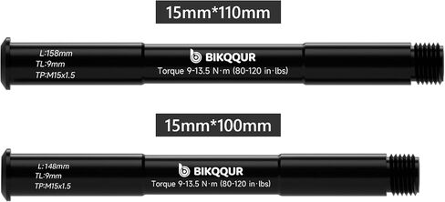 Bicycle Front Hubs Thru Axle Aluminum Alloy Quick Release Mountain Bike Front Fork Thru Axle Skewer for Rockshox Hubs, Black (15 x 100mm/ 110mm) in Saudi Arabia