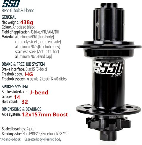 BestParts Boost MTB Front Hub 20x110mm 32 Hole، MTB Rear Hub 12x157mm Super Boost 32 Hole Thru Axle قرص الفرامل مع HG Hub للدراجة الجبلية FR/AM/DH، بديل لسرعة Shimano 8-11 in Kuwait