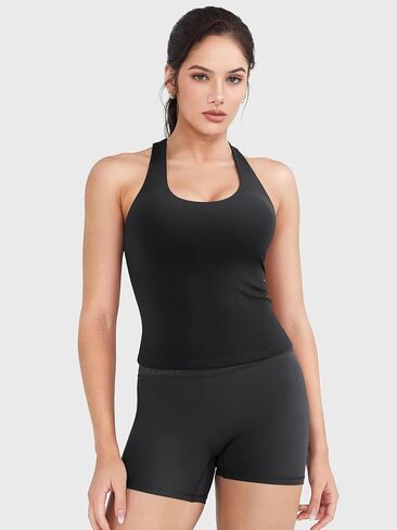 YEOREO Racerback Workout Tank Tops for Women Ackii U Neck Padded Camisole Tops Sleeveless Gym Yoga Shirts in Saudi Arabia