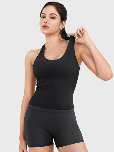 YEOREO Racerback Workout Tank Tops for Women Ackii U Neck Padded Camisole Tops Sleeveless Gym Yoga Shirts in Saudi Arabia