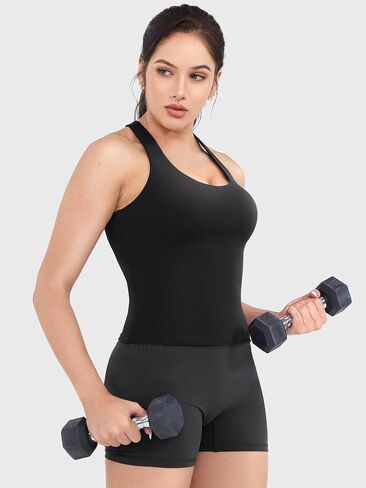 YEOREO Racerback Workout Tank Tops for Women Ackii U Neck Padded Camisole Tops Sleeveless Gym Yoga Shirts in Saudi Arabia
