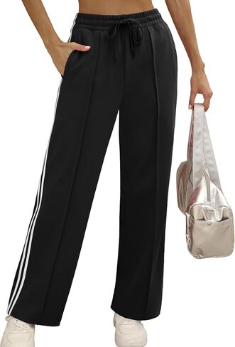Womens Track Pants 30" Inseam Straight Leg Sweatpants Loose Fit Warm-Up Athletic Running Sports Bottoms, S-XL in Saudi Arabia