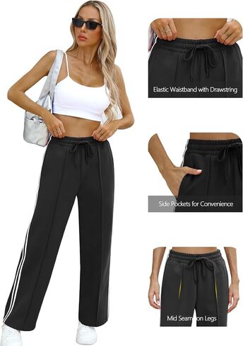 Womens Track Pants 30" Inseam Straight Leg Sweatpants Loose Fit Warm-Up Athletic Running Sports Bottoms, S-XL in Saudi Arabia