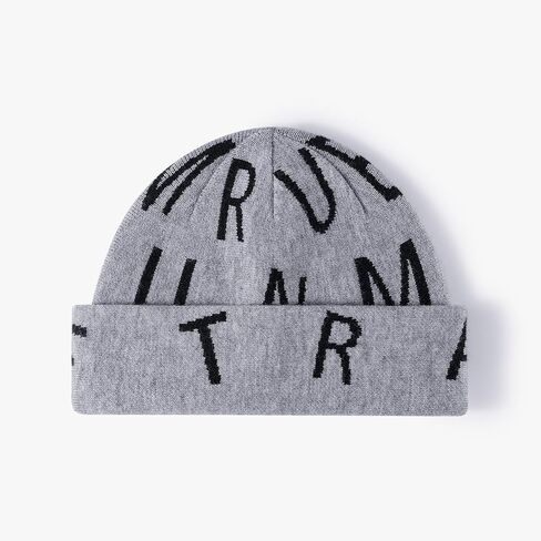 Stylish Letter Print Knit Beanie Hat Soft Warm Winter Cap Stretchable for Men Women Casual Outdoor Fashion in Saudi Arabia