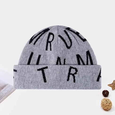 Stylish Letter Print Knit Beanie Hat Soft Warm Winter Cap Stretchable for Men Women Casual Outdoor Fashion in Saudi Arabia