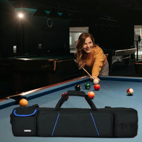 حقيبة AUMTISC Pool Cue Stick مقاس 4x4، حافظة عصا البلياردو مبطنة ناعمة مع أشرطة حقيبة الظهر، حزام حبال ومقبض للحمل، جيوب متعددة لـ 4 أعقاب، 4 أعمدة وملحقات in Kuwait