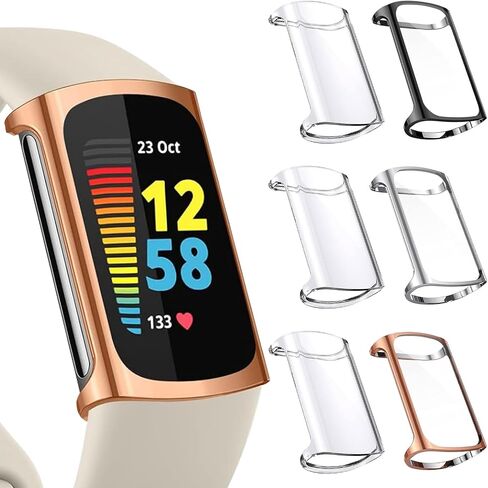 عبوة من 6 قطع لحافظة حماية الشاشة Fitbit Charge 6/5، ملحقات حماية كاملة وممتصة للصدمات من مادة TPU الناعمة الرفيعة للغاية in Kuwait