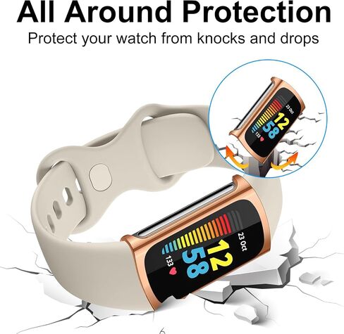 عبوة من 6 قطع لحافظة حماية الشاشة Fitbit Charge 6/5، ملحقات حماية كاملة وممتصة للصدمات من مادة TPU الناعمة الرفيعة للغاية in Kuwait