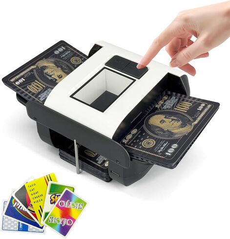 Automatic Card Shuffler,One-Press Auto & Manual Modes,Electric Shuffling for 1-2 Decks,Low Noise,Rechargeable & Portable,Ideal for Poker,UNO,Blackjack,Skip Bo,Phase 10,Crazy 8 (Black) in Saudi Arabia