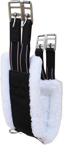 CHALLENGER 32" English Saddle Fleece Girth Black Nylon Webbed Double-Elastic Ends 97127BK-32 in Saudi Arabia