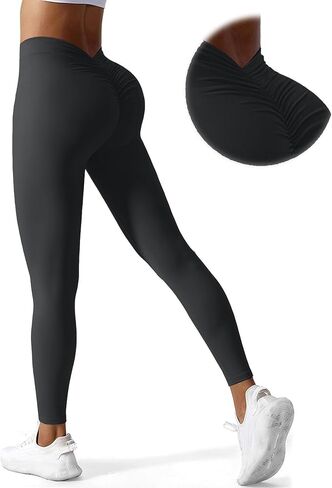Women V Back Gym Leggings Scrunch Butt Lifting Biker Booty Tights High Waist Yoga Pants in Saudi Arabia