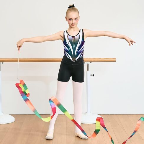 JiAmy Gymnastics Leotards for Girls Sparkly Ballet Dance Outfits with Shorts Scrunchie 3 Piece Set 3-12Y in Kuwait