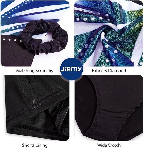 JiAmy Gymnastics Leotards for Girls Sparkly Ballet Dance Outfits with Shorts Scrunchie 3 Piece Set 3-12Y in Kuwait