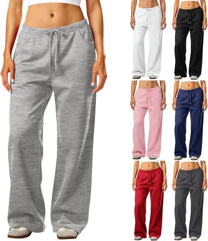Wide Leg Sweatpants Women Baggy Low Rise Sweatpants Y2k Casual Comfy Lounge Sweatpants with Pockets Sweat Pants in Saudi Arabia