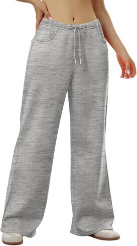 Wide Leg Sweatpants Women Baggy Low Rise Sweatpants Y2k Casual Comfy Lounge Sweatpants with Pockets Sweat Pants in Saudi Arabia